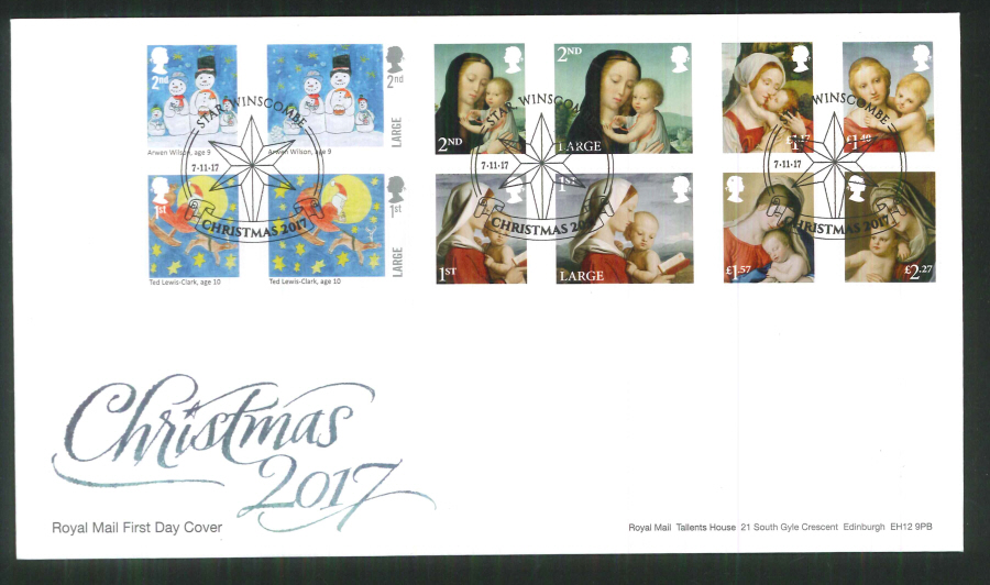 2017 Christmas FDC - Star, Winscombe (Star) Postmark